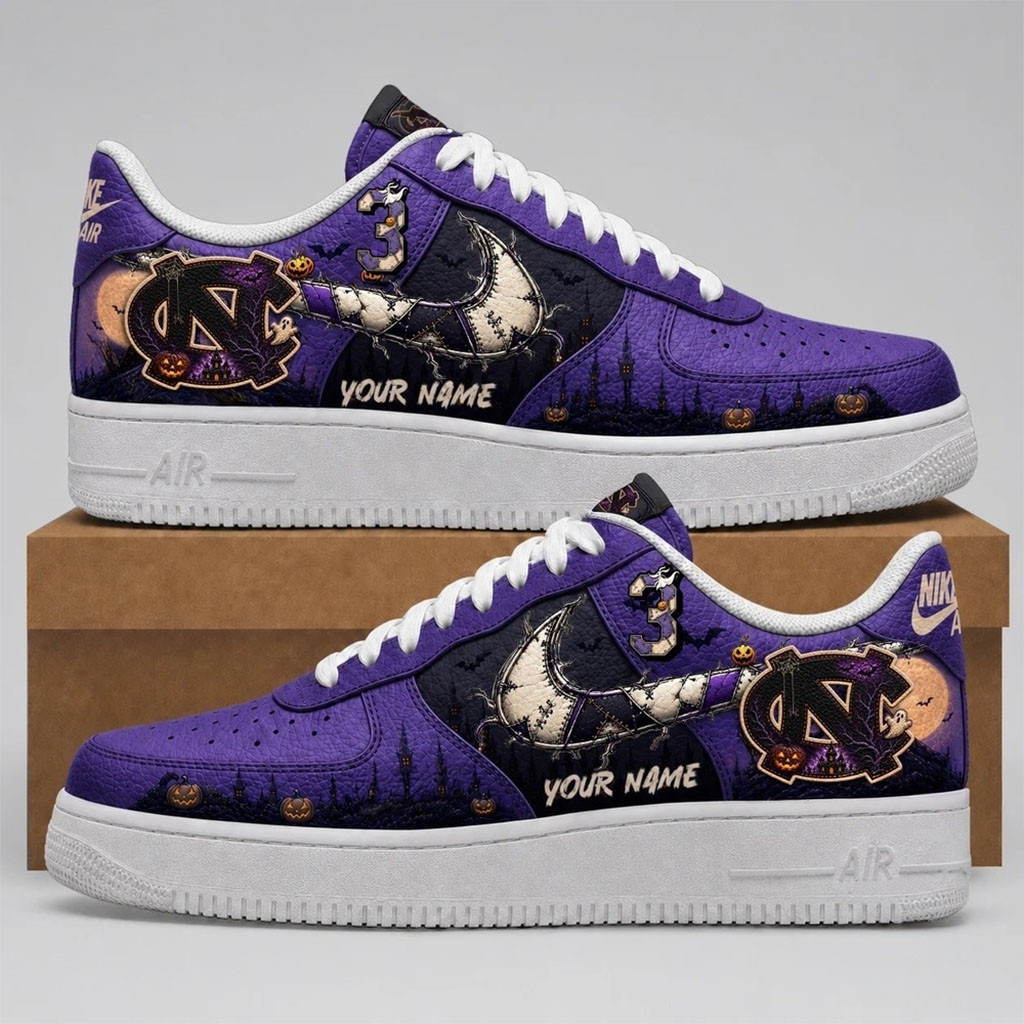 Personalized North Carolina Tar Heels Merch 2026 Haunted Moon Sneakers Halloween Shoes Gifts - Kdjoy Personalized North Carolina Tar Heels Merch 2026 Haunted Moon Sneakers Halloween Shoes Gifts - Kdjoy