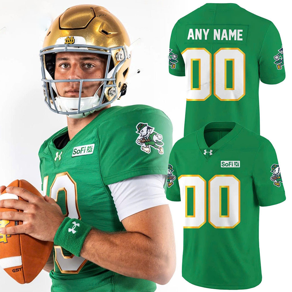 Personalized Notre Dame Fighting Irish Green Football Jersey Best Gifts For Football Fans - Kdjoy
