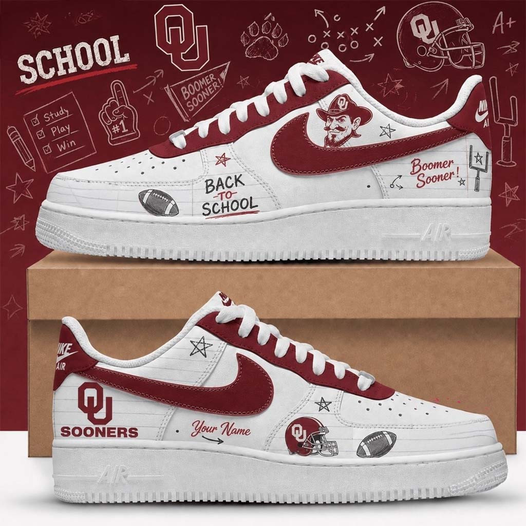 Personalized Oklahoma Sooners Merch 2026 Back To School Sneakers Boomer Sooner Shoes Fan Gear - Kdjoy