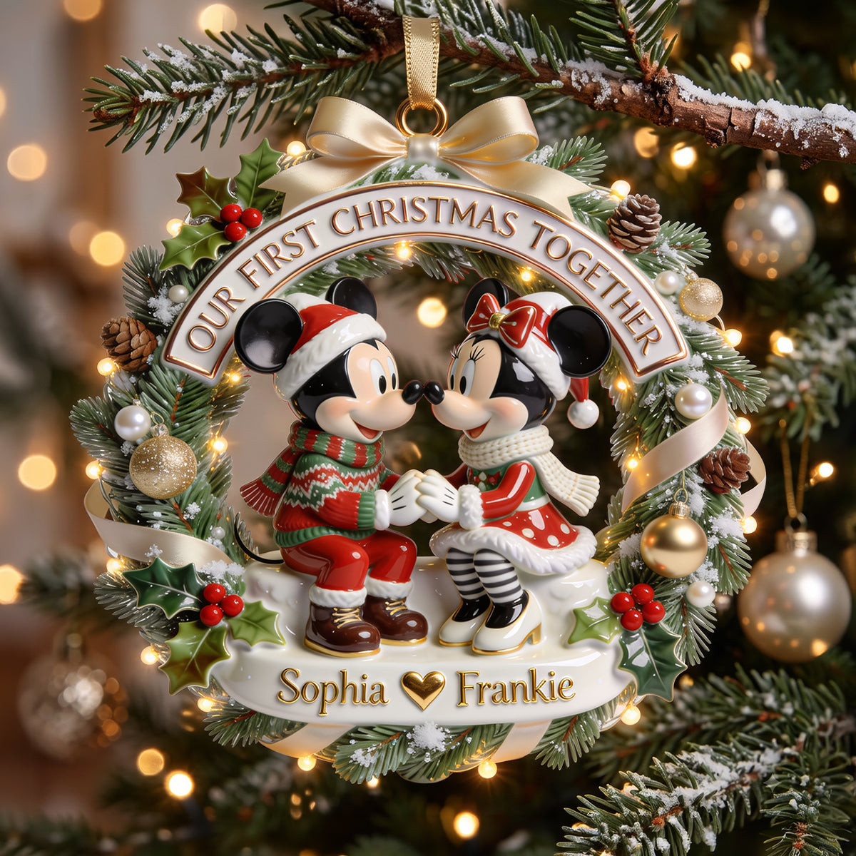 Personalized Our First Christmas Together Ornament Mickey Mouse Christmas Ornament Couple Gifts - Kdjoy