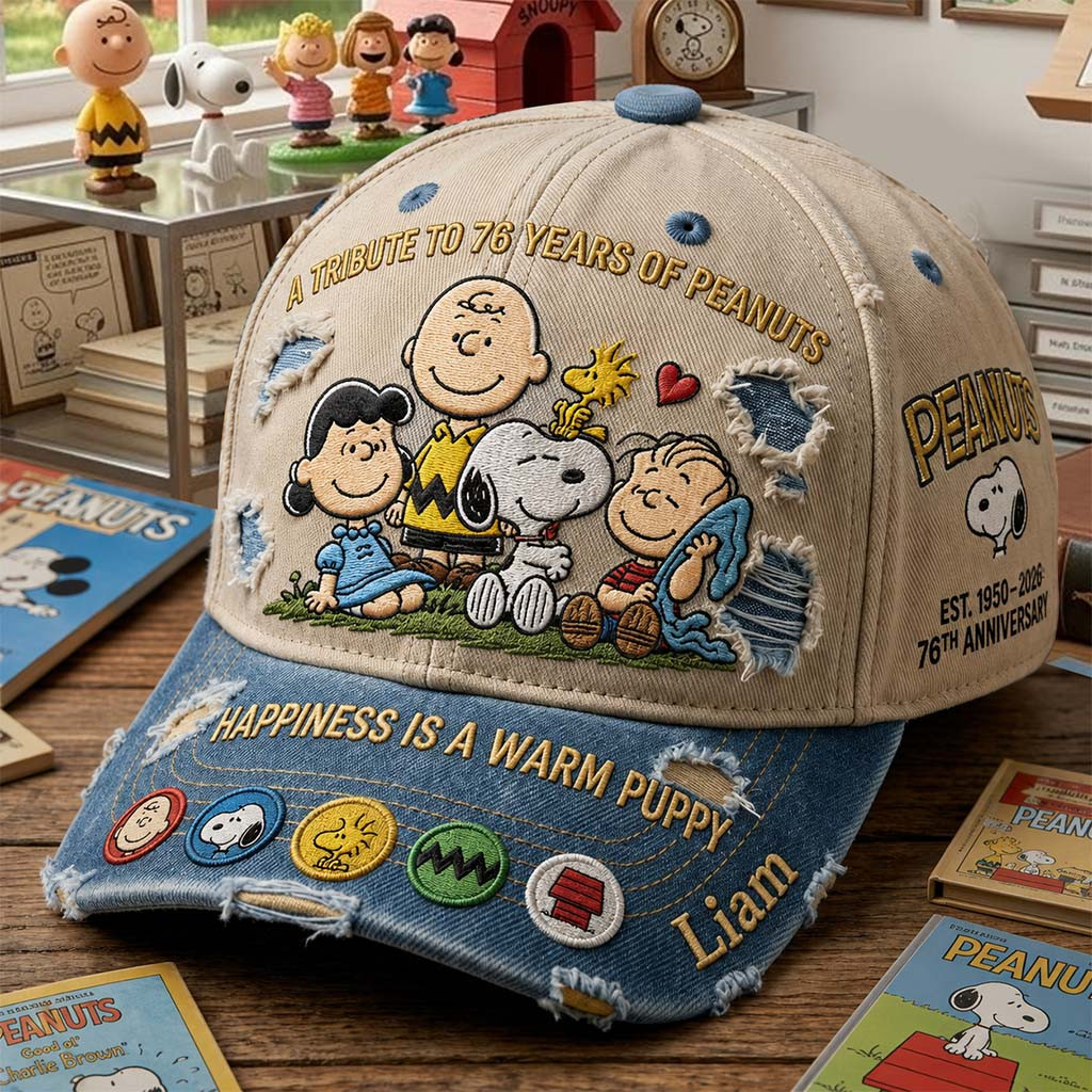 Personalized Peanuts 76th Anniversary Cartoon Friends Hat Peanuts Merch Gift For Cartoon Fans - Kdjoy Personalized Peanuts 76th Anniversary Cartoon Friends Hat Peanuts Merch Gift For Cartoon Fans - Kdjoy