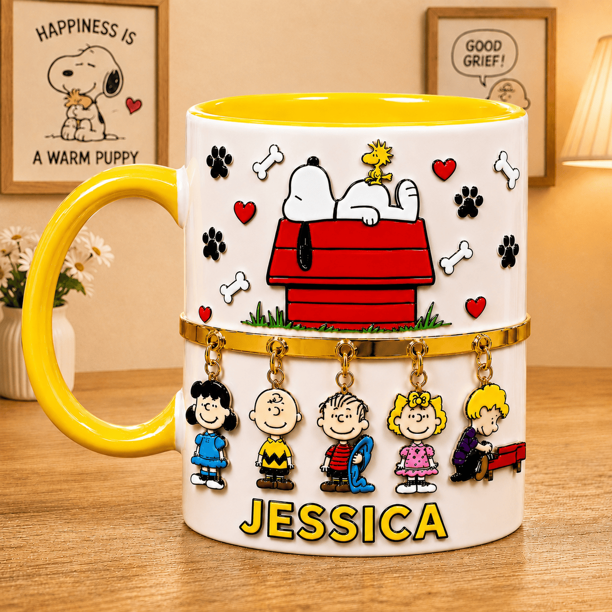 Personalized Peanuts Cute Cartoon Dog Mug Dog And Friends Coffee Cup Unique Gift For Her - Kdjoy Personalized Peanuts Cute Cartoon Dog Mug Dog And Friends Coffee Cup Unique Gift For Her - Kdjoy