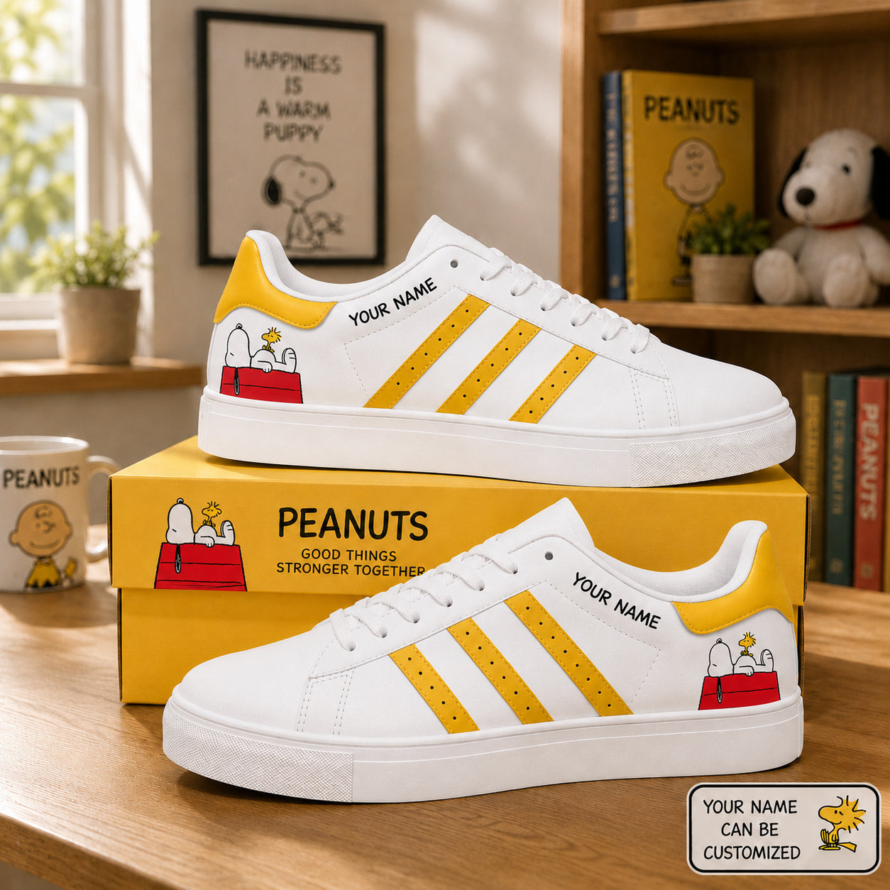 Personalized Peanuts Good Things Stronger Together Shoes Cute Snoopy Sneakers BFF Gifts - Kdjoy Personalized Peanuts Good Things Stronger Together Shoes Cute Snoopy Sneakers BFF Gifts - Kdjoy