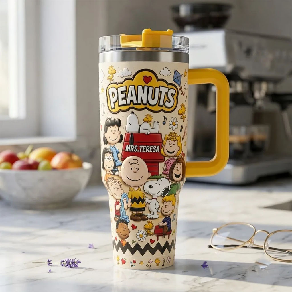 Personalized Peanuts Snoopy Mrs Teresa Tumbler Cute Peanuts Tumbler Gifts For Cartoon Lovers - Kdjoy
