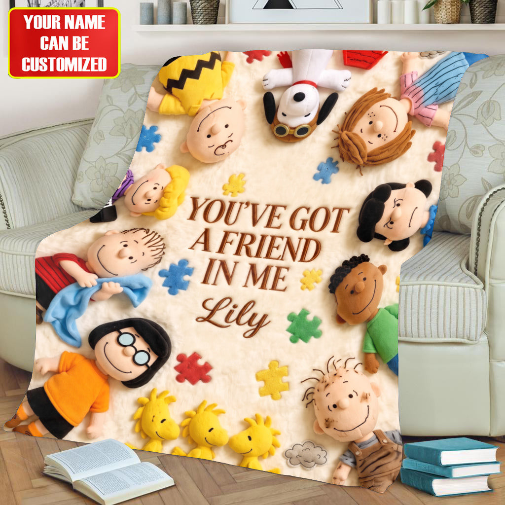 Personalized Peanuts X Autism Awareness Blanket Peanuts You've Got A Friend Blanket Gifts Ideas - Kdjoy Personalized Peanuts X Autism Awareness Blanket Peanuts You've Got A Friend Blanket Gifts Ideas - Kdjoy