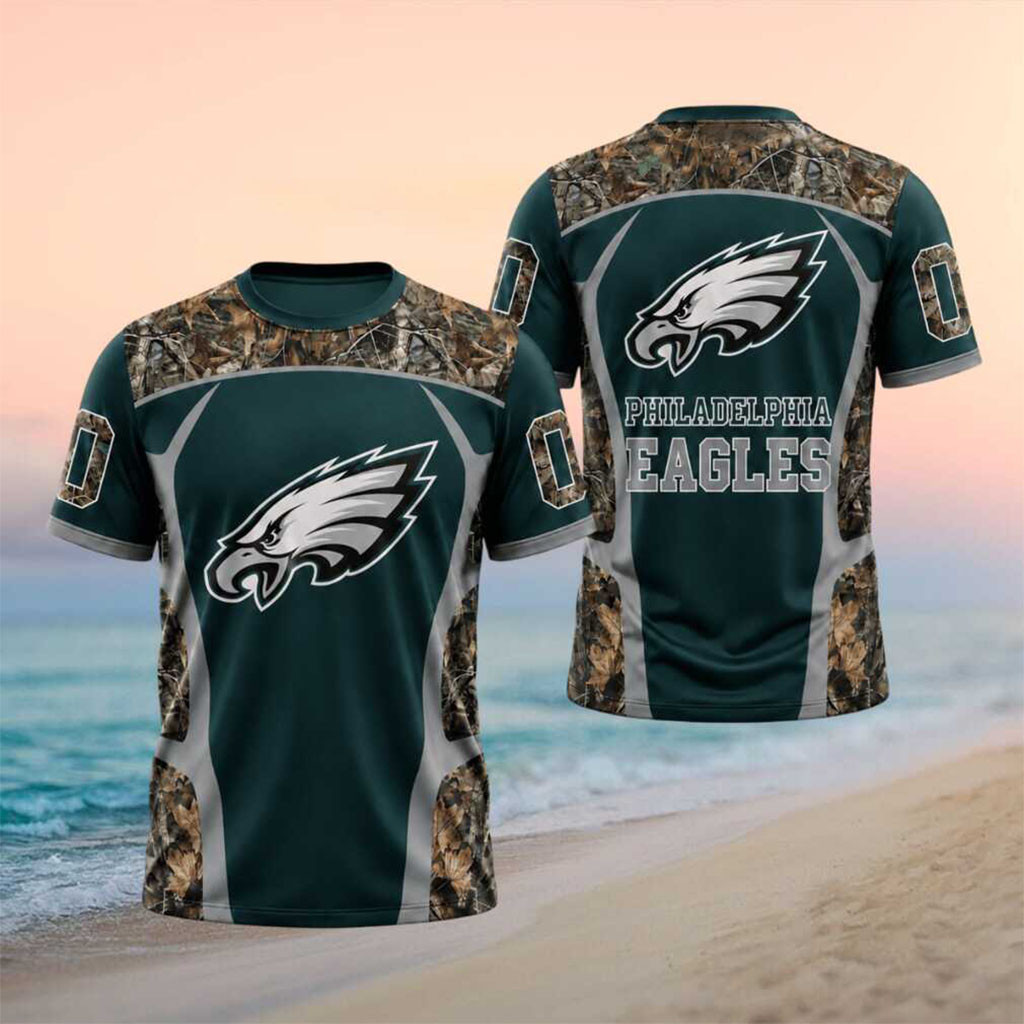 Personalized Philadelphia Eagles Merch Eagle Mascot Camouflage Football Shirt Game Day Gifts - Kdjoy