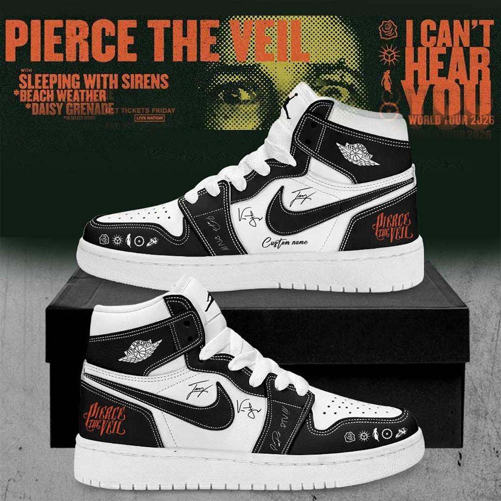 Personalized Pierce The Veil Merch I Can't Hear You World Tour 2026 Signature Sneakers Fan Gift - Kdjoy Personalized Pierce The Veil Merch I Can't Hear You World Tour 2026 Signature Sneakers Fan Gift - Kdjoy