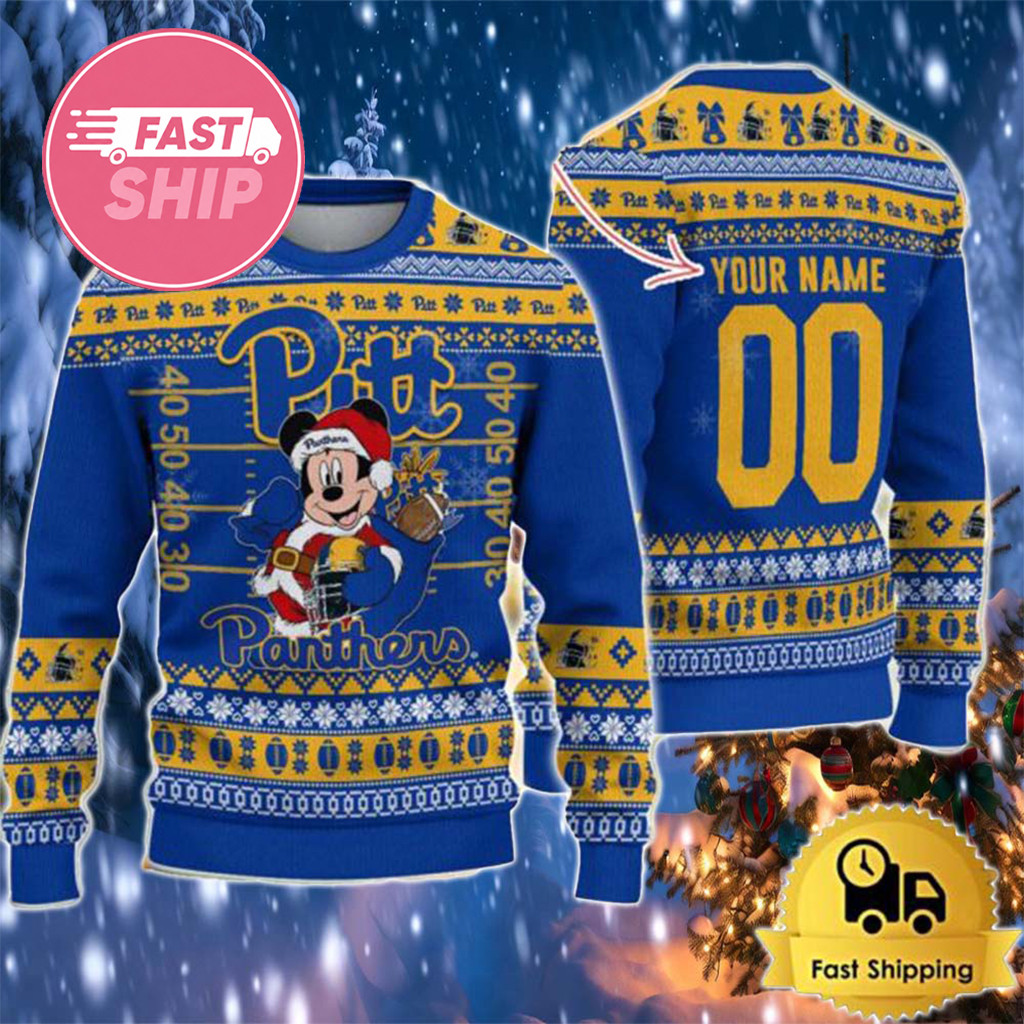 Personalized Pittsburgh Panthers Christmas Ugly Sweater Panthers Merch Football Fan Gift Ideas - Kdjoy