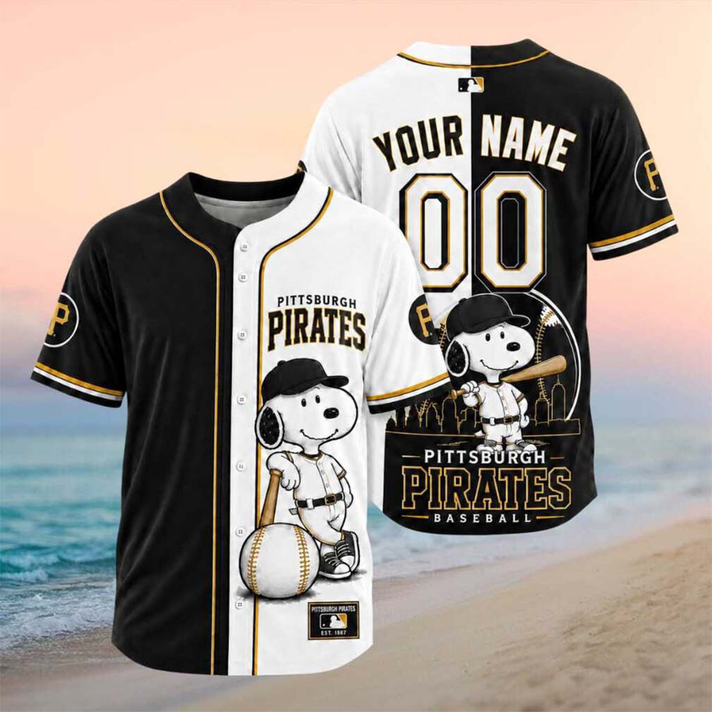 Personalized Pittsburgh Pirates Snoopy Mascot City Skyline Baseball Jersey Pirates Merch 2026