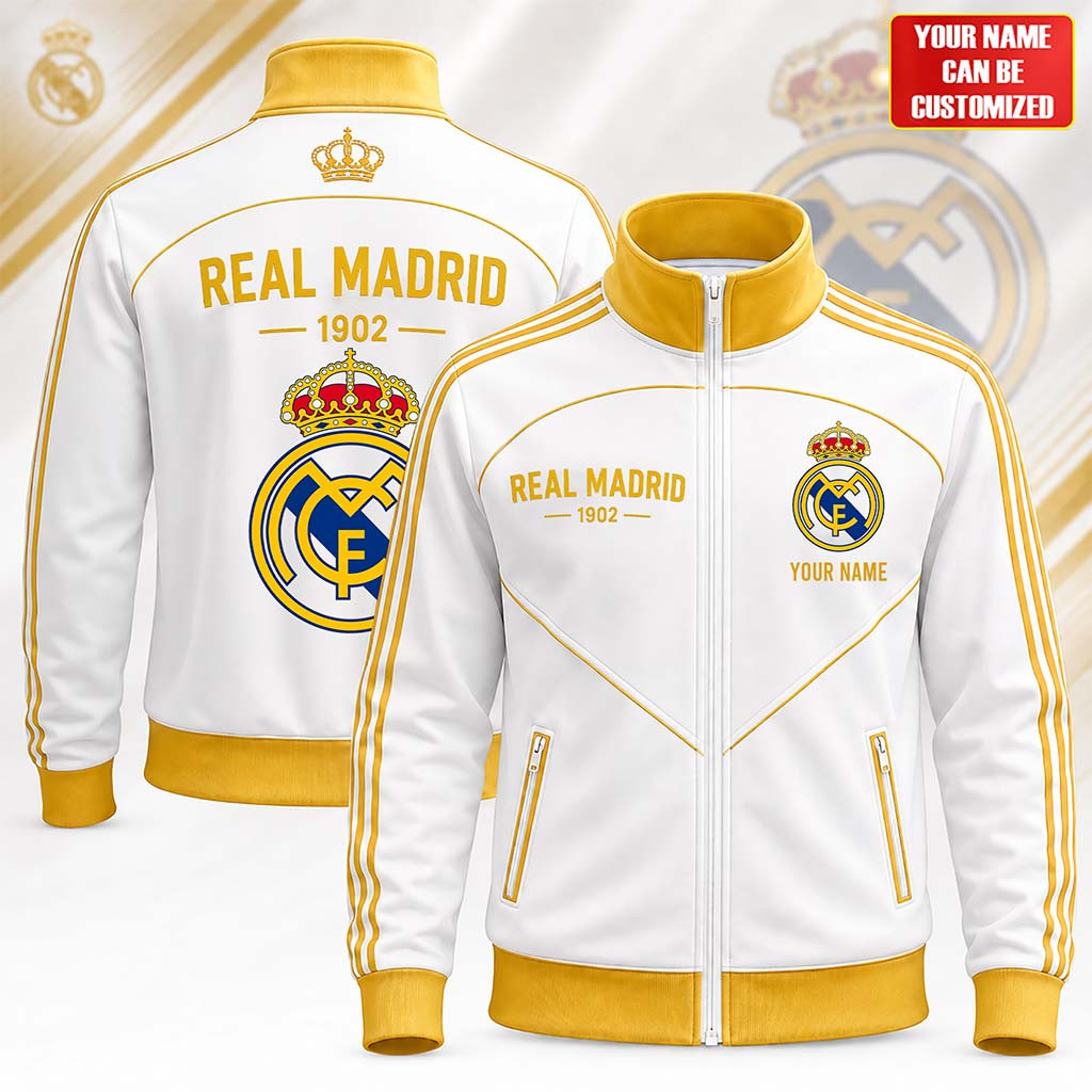 Personalized Real Madrid 1902 Sport Stand Collar Jacket Real Madrid Merch Gifts For Him