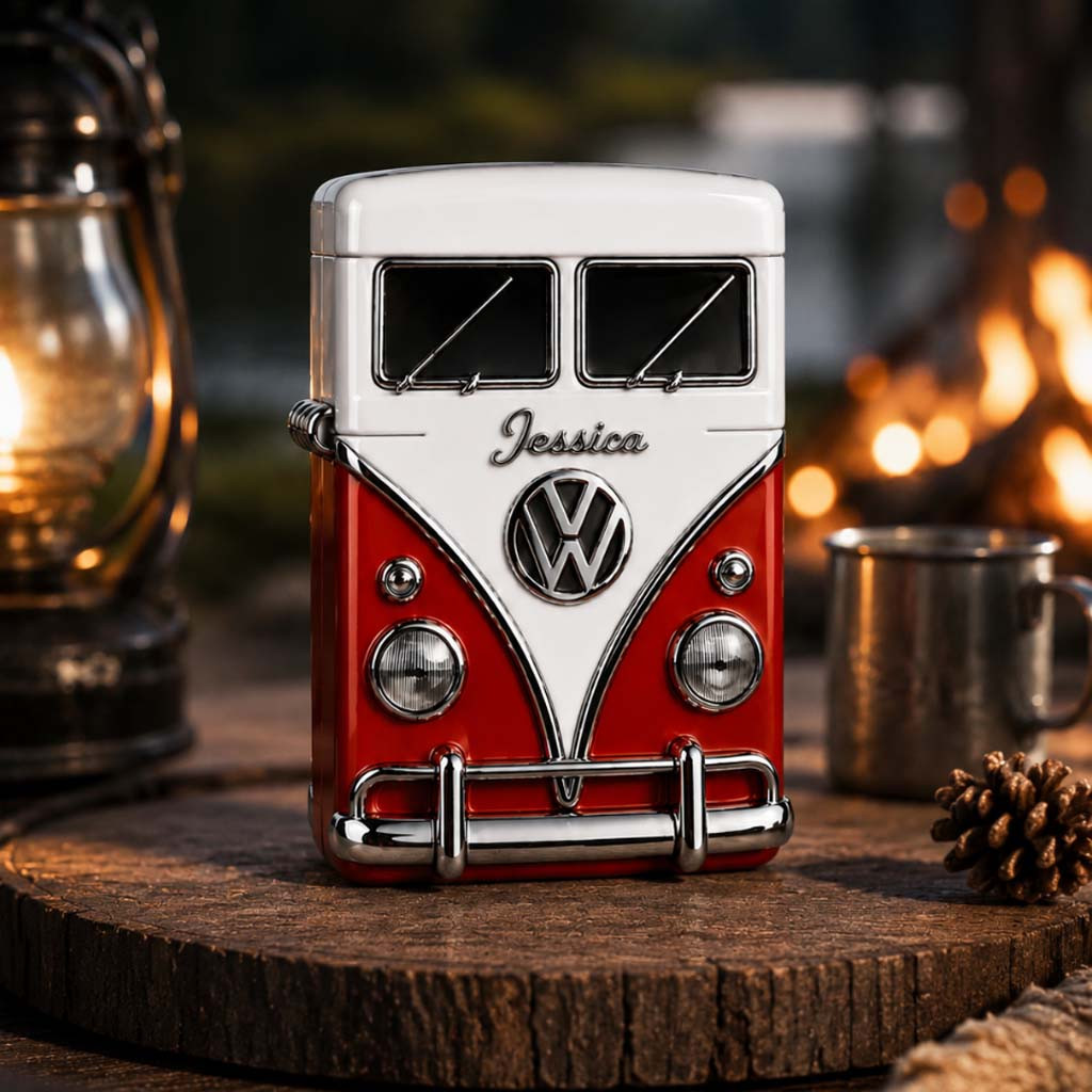 Personalized Red Volkswagen Camper Van Lighter Case Birthday Gift For Husband - Kdjoy