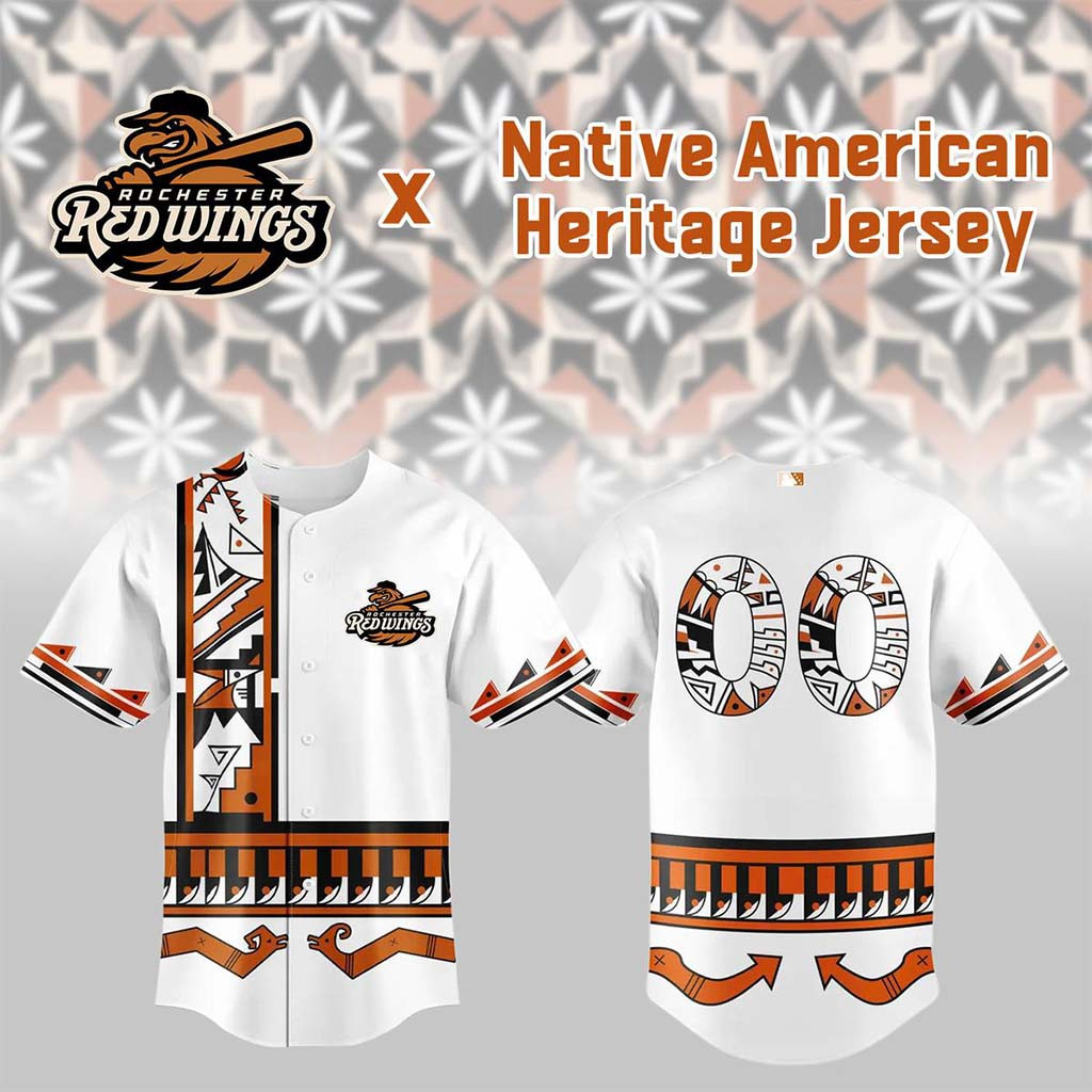 Personalized Rochester Red Wings Native American Heritage Night Jersey Red Wings Merch 2026 - Kdjoy Personalized Rochester Red Wings Native American Heritage Night Jersey Red Wings Merch 2026 - Kdjoy