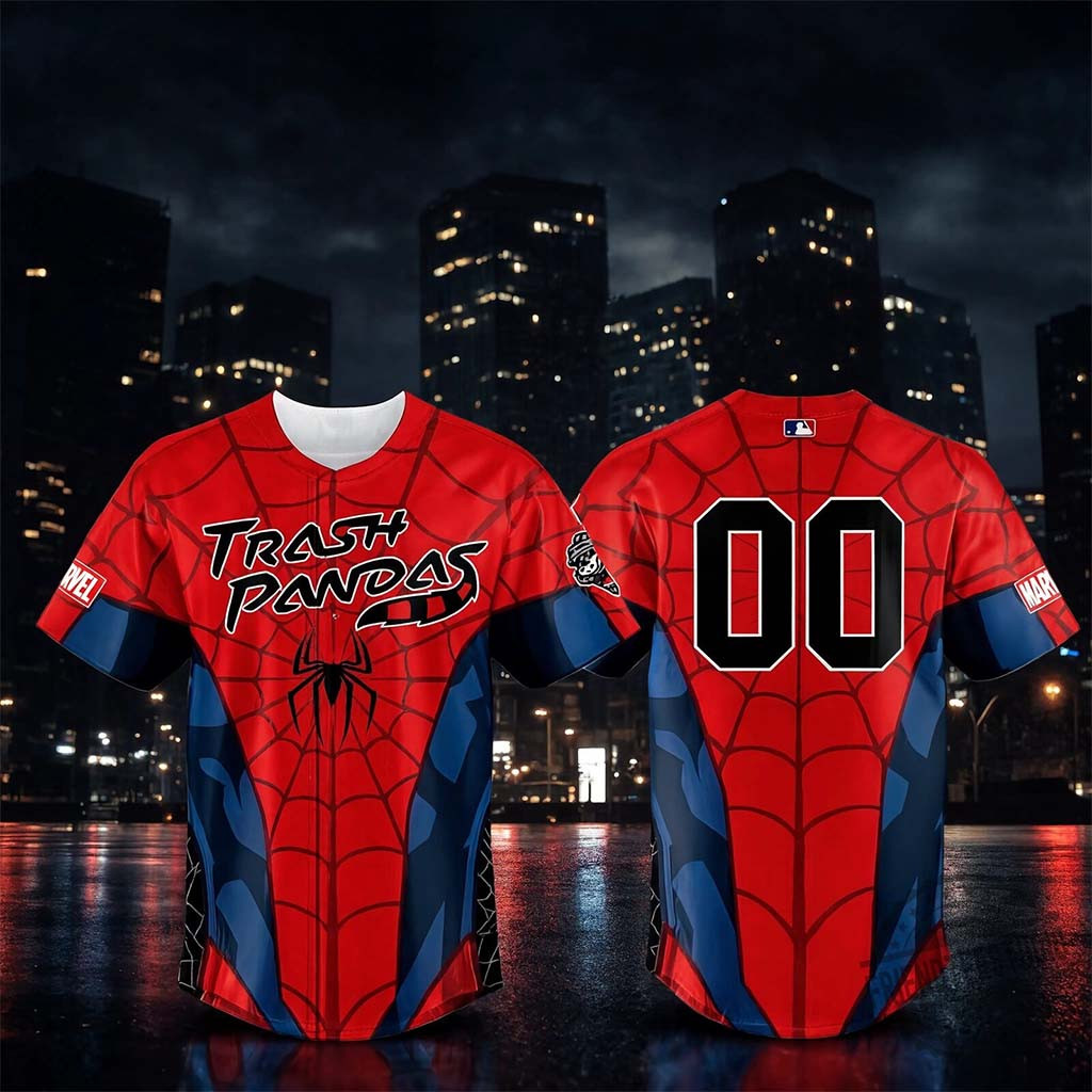 Personalized Rocket City Trash Pandas X Spider Man Marvel Jersey Fan Merch Brother Gifts - Kdjoy
