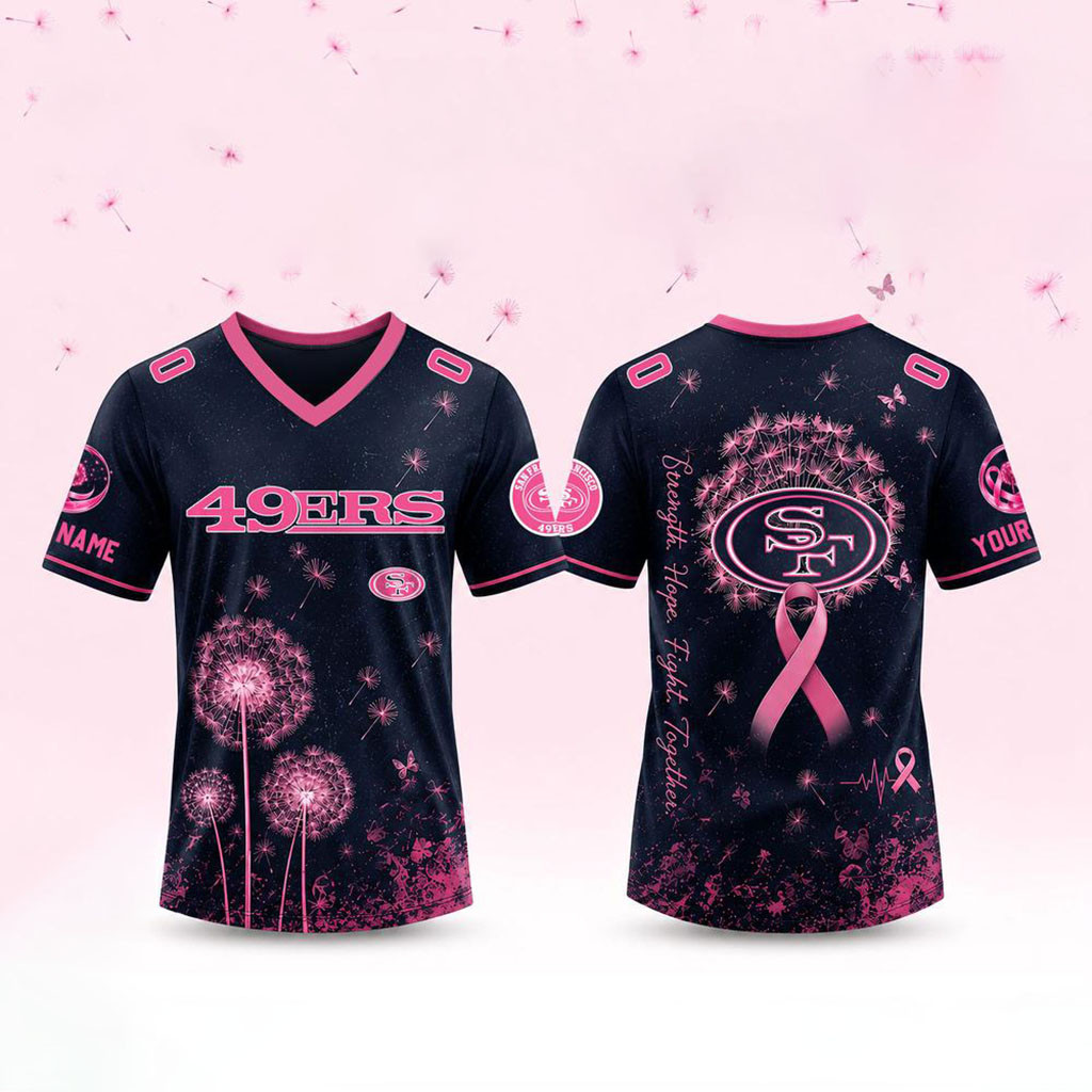 Personalized San Francisco 49ers Breast Cancer Awareness Dandelion Of Hope Jersey 49ers Merch - Kdjoy Personalized San Francisco 49ers Breast Cancer Awareness Dandelion Of Hope Jersey 49ers Merch - Kdjoy