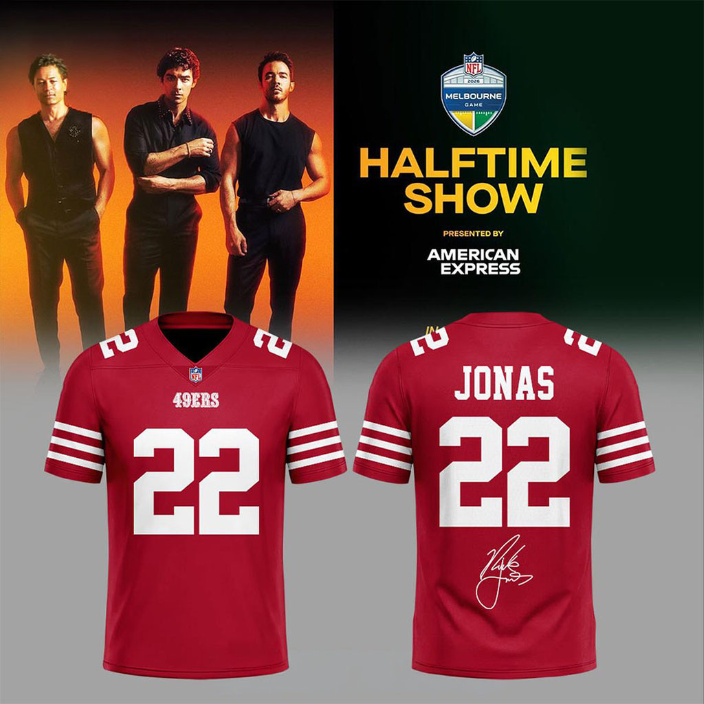Personalized San Francisco 49ers Merch X Jonas Brothers 2026 Halftime Show Football Jersey - Kdjoy Personalized San Francisco 49ers Merch X Jonas Brothers 2026 Halftime Show Football Jersey - Kdjoy