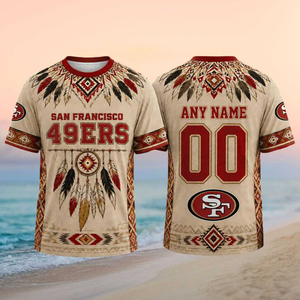 Personalized San Francisco 49ers Native American Pattern Shirt SF 49ers Merch Football Fan Gift - Kdjoy Personalized San Francisco 49ers Native American Pattern Shirt SF 49ers Merch Football Fan Gift - Kdjoy