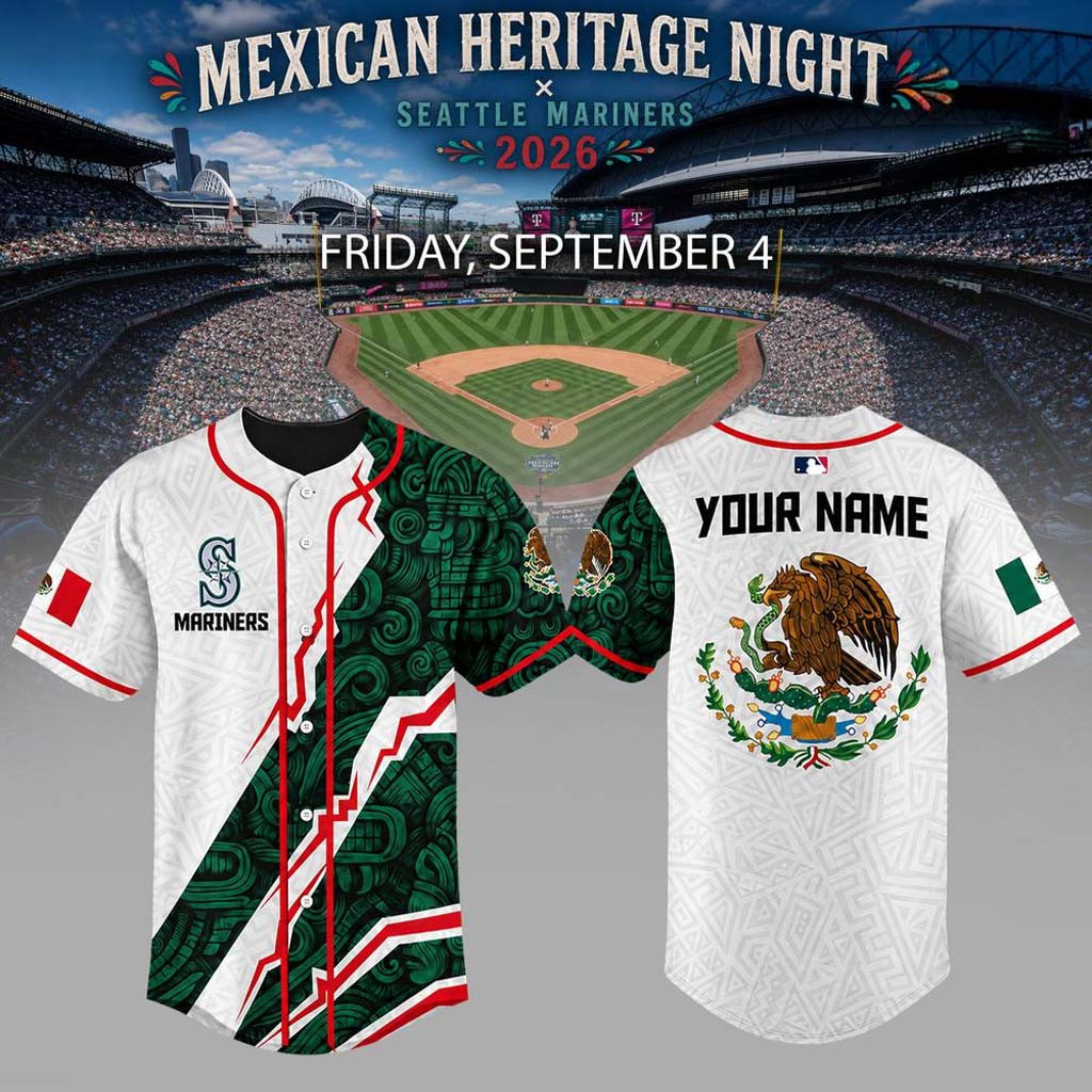Personalized Seattle Mariners X Mexican Heritage Night 2026 Baseball Jersey Mariners Merch - Kdjoy Personalized Seattle Mariners X Mexican Heritage Night 2026 Baseball Jersey Mariners Merch - Kdjoy