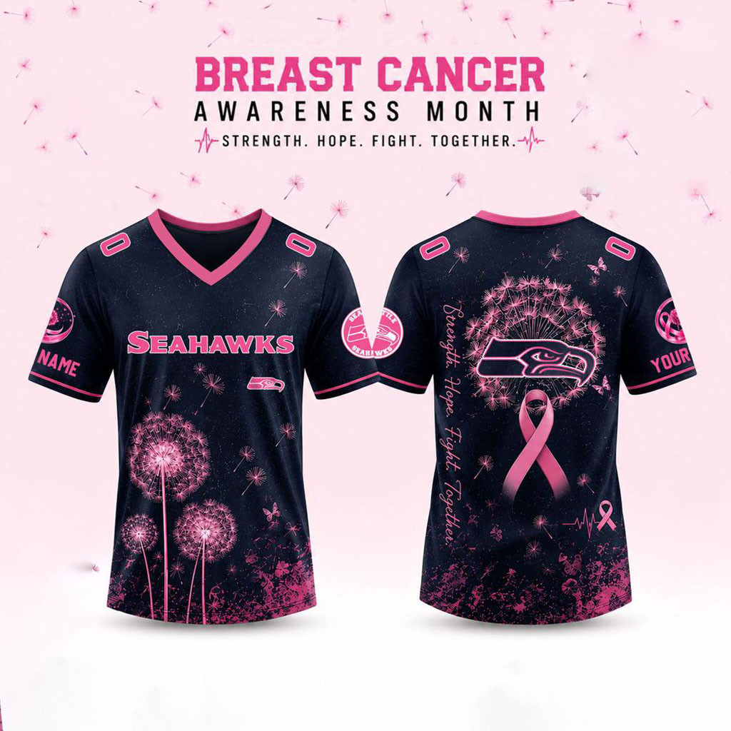 Personalized Seattle Seahawks Breast Cancer Awareness Dandelion Of Hope Jersey Seahawks Merch - Kdjoy