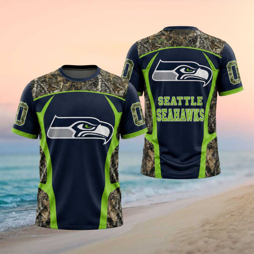 Personalized Seattle Seahawks Hawk Mascot Camouflage Football Shirt Seattle Seahawks Merch - Kdjoy