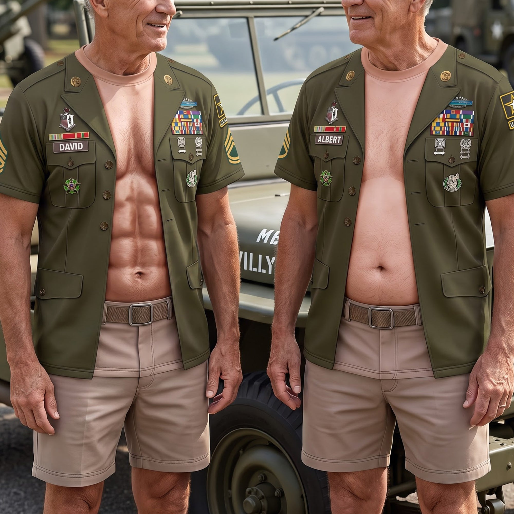 Personalized Six Pack Abs Muscles Military Shirt Funny Patriotic T-Shirt Gifts For Veterans - Kdjoy