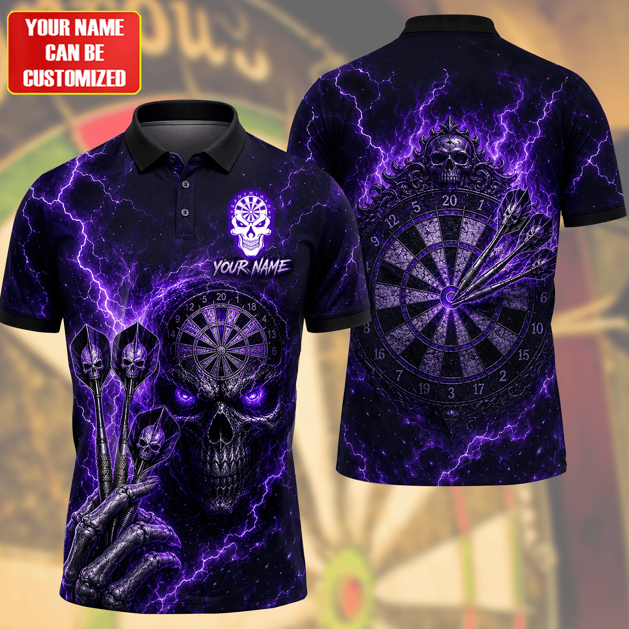 Personalized Skull Darts Vintage Polo Shirt Birthday Presents For Him - Kdjoy Personalized Skull Darts Vintage Polo Shirt Birthday Presents For Him - Kdjoy
