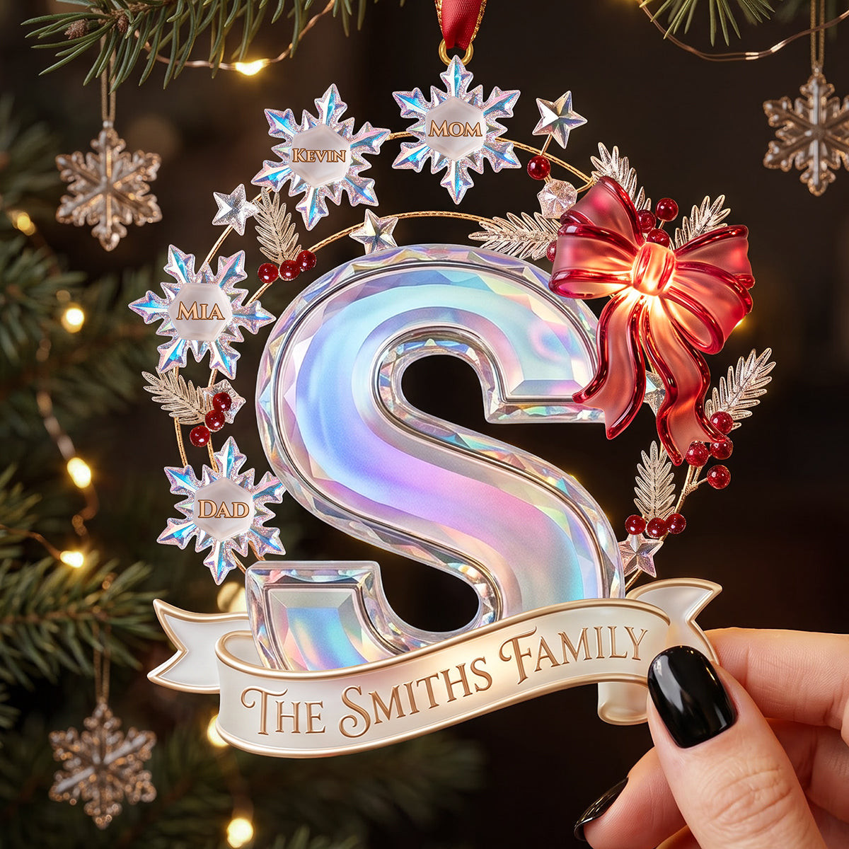 Personalized Snowflake Alphabet Acrylic Ornament Christmas Tree Ornaments Gifts For Holiday - Kdjoy Personalized Snowflake Alphabet Acrylic Ornament Christmas Tree Ornaments Gifts For Holiday - Kdjoy