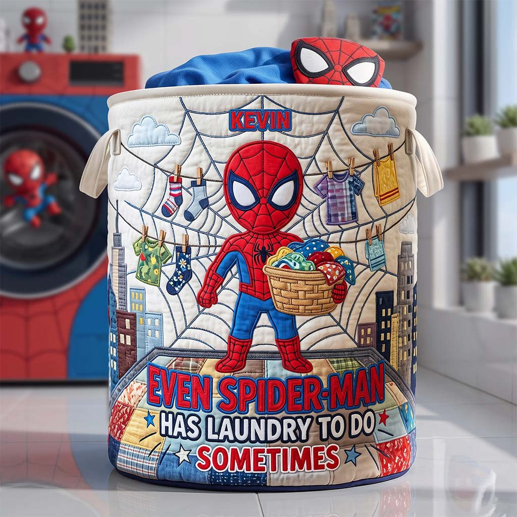 Personalized Spider-Man Has Laundry To Do Sometimes Quilted Laundry Basket Gifts For Kids' - Kdjoy