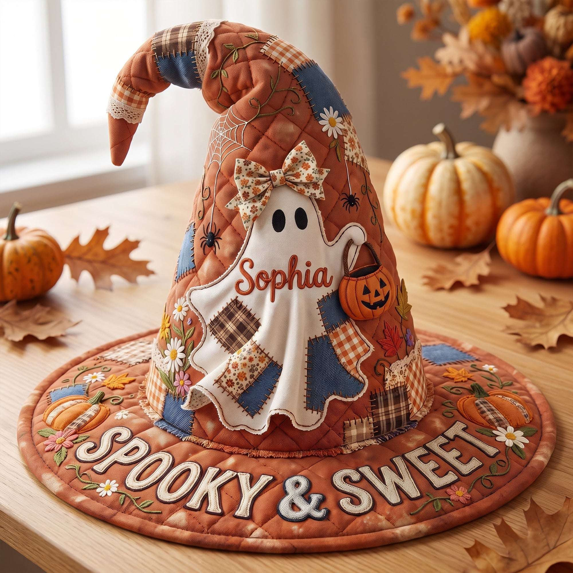 Personalized Spooky And Sweet Boo Quilt Witch Hat Cute Gifts For Halloween Present For Her - Kdjoy