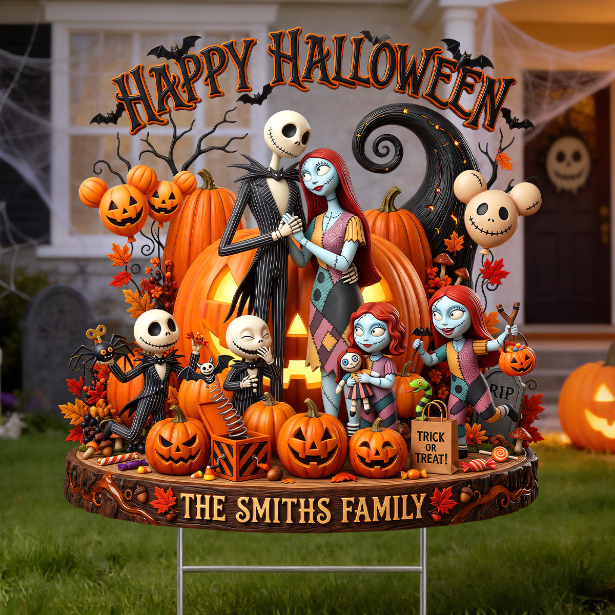 Personalized Spooky Family Happy Halloween Yard Sign Outdoor Decor Halloween Gifts For Family - Kdjoy