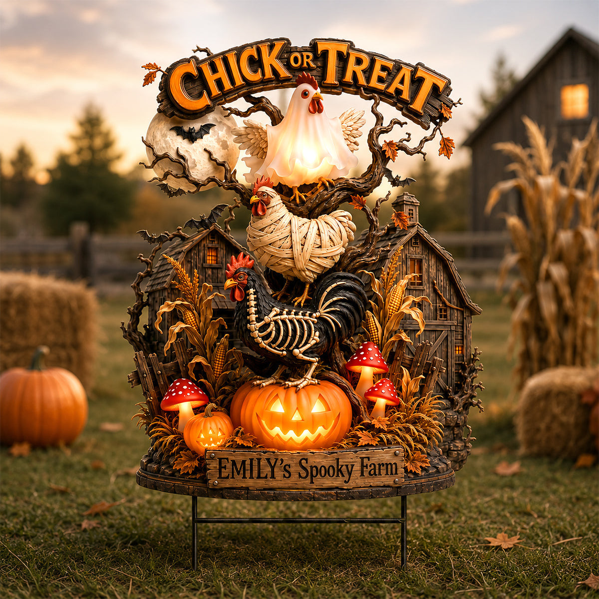 Personalized Spooky Farm Halloween Chick Yard Sign Chick Or Treat Gifts For Halloween - Kdjoy