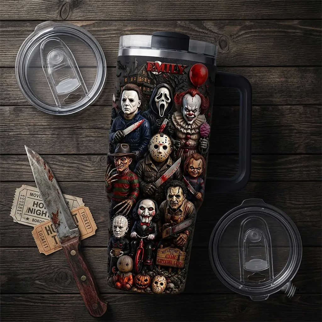 Personalized Spooky Horror Villains Halloween 2026 Tumbler Halloween Gifts For Friends - Kdjoy