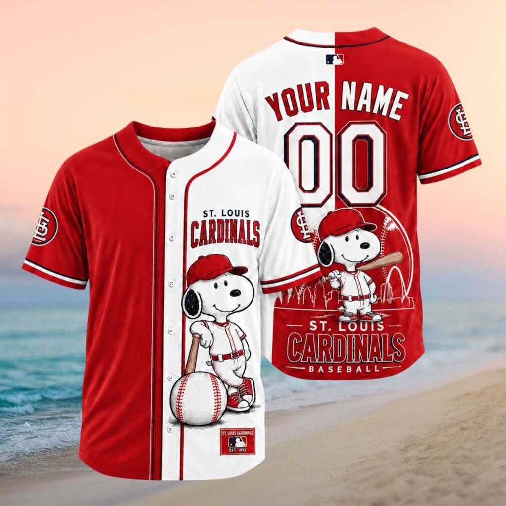 Personalized St Louis Cardinals Snoopy Mascot City Skyline Baseball Jersey Cardinals Merch Personalized St Louis Cardinals Snoopy Mascot City Skyline Baseball Jersey Cardinals Merch