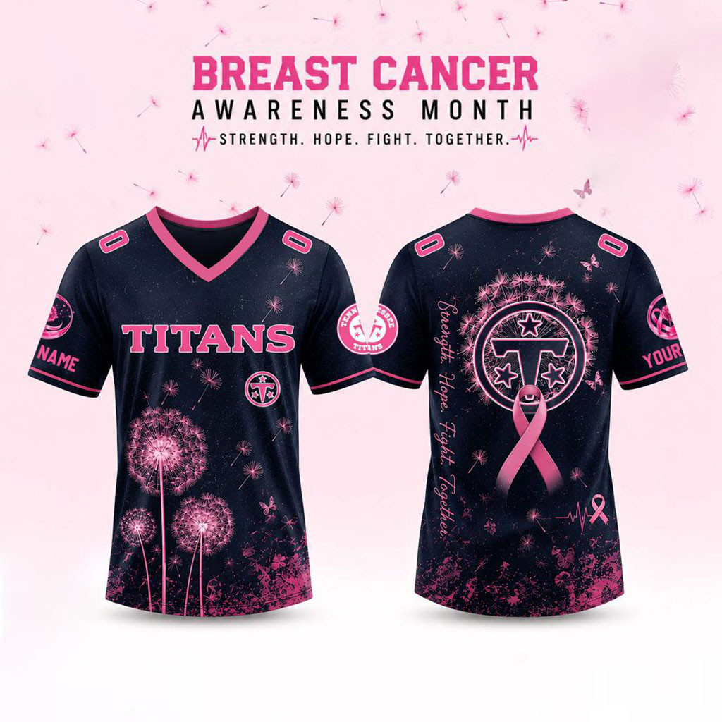 Personalized Tennessee Titans Breast Cancer Awareness Dandelion Of Hope Jersey Titans Merch - Kdjoy