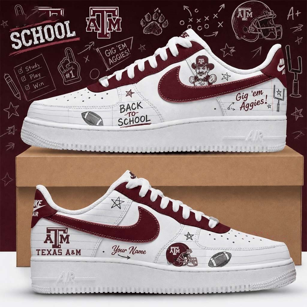Personalized Texas A&M Aggies Merch 2026 Back To School Sneakers Gig Em Aggies Shoes Fan Gear - Kdjoy