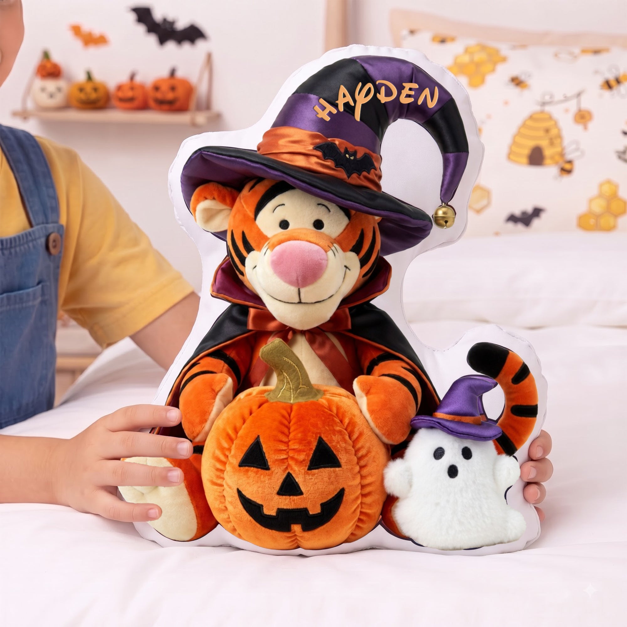 Personalized Tigger Pumpkin Patch Friends Pillow Halloween Gifts For Kids - Kdjoy