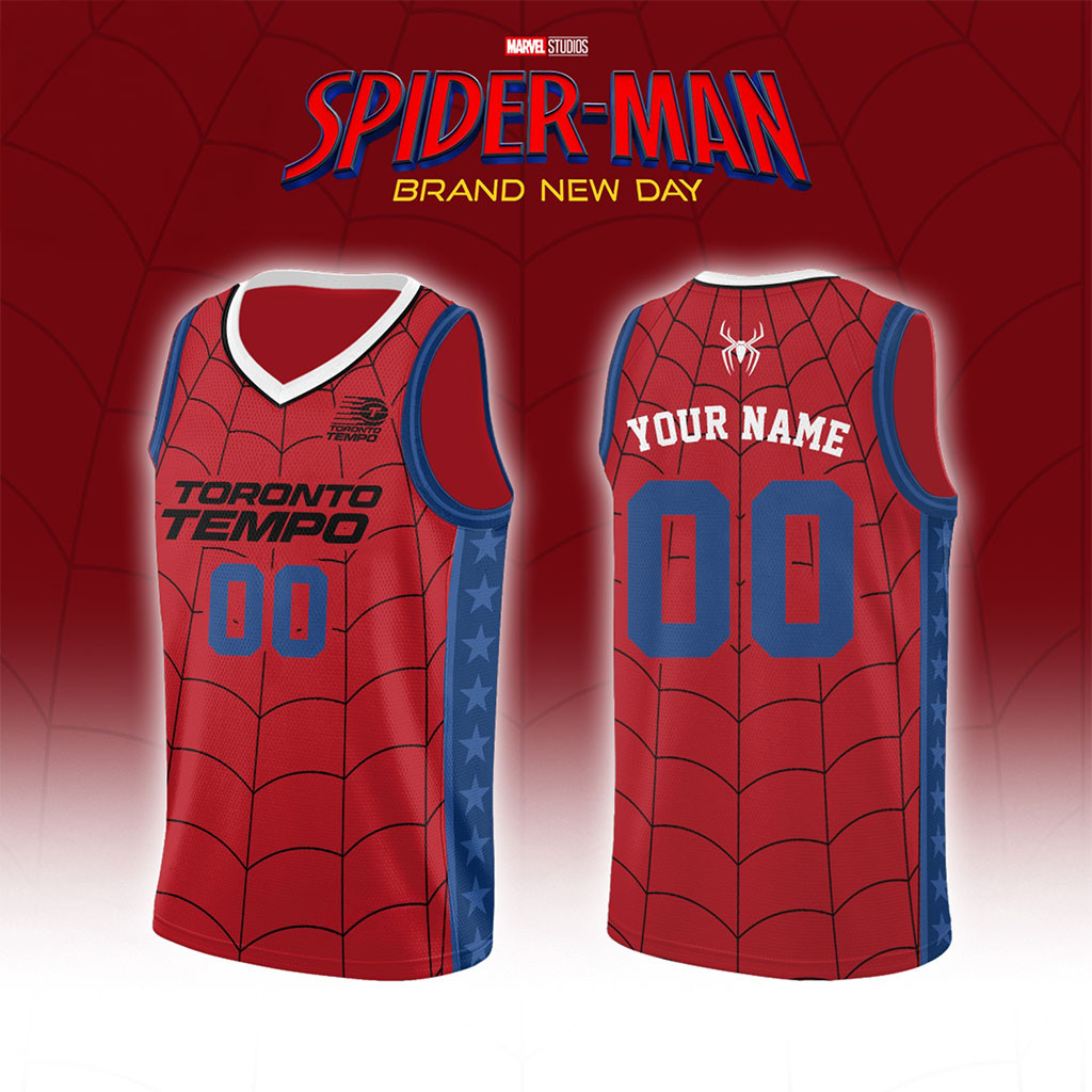 Personalized Toronto Tempo X Spider-Man Brand New Day 2026 Basketball Jersey Toronto Tempo Merch - Kdjoy