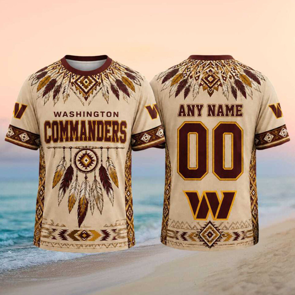 Personalized Washington Commanders Tribal Feather Dreamcatcher T-Shirt Commanders Merch - Kdjoy