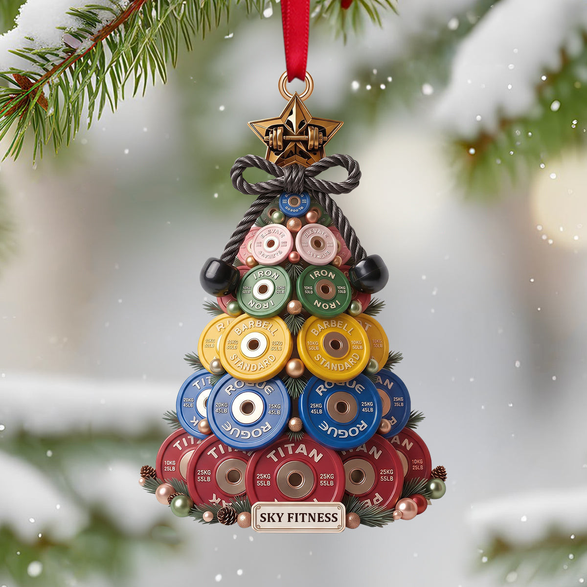 Personalized Weight Plate Tree Christmas Ornament Xmas Tree Decorations Gifts For Gymers - Kdjoy