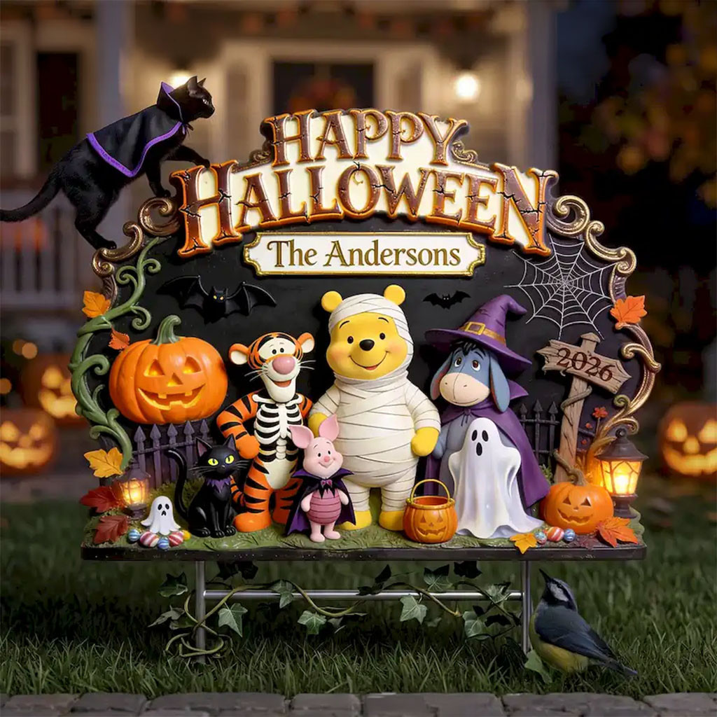 Personalized Winnie The Pooh Halloween 2026 Yard Sign Spooky Season Merch Outdoor Decor Ideas - Kdjoy Personalized Winnie The Pooh Halloween 2026 Yard Sign Spooky Season Merch Outdoor Decor Ideas - Kdjoy