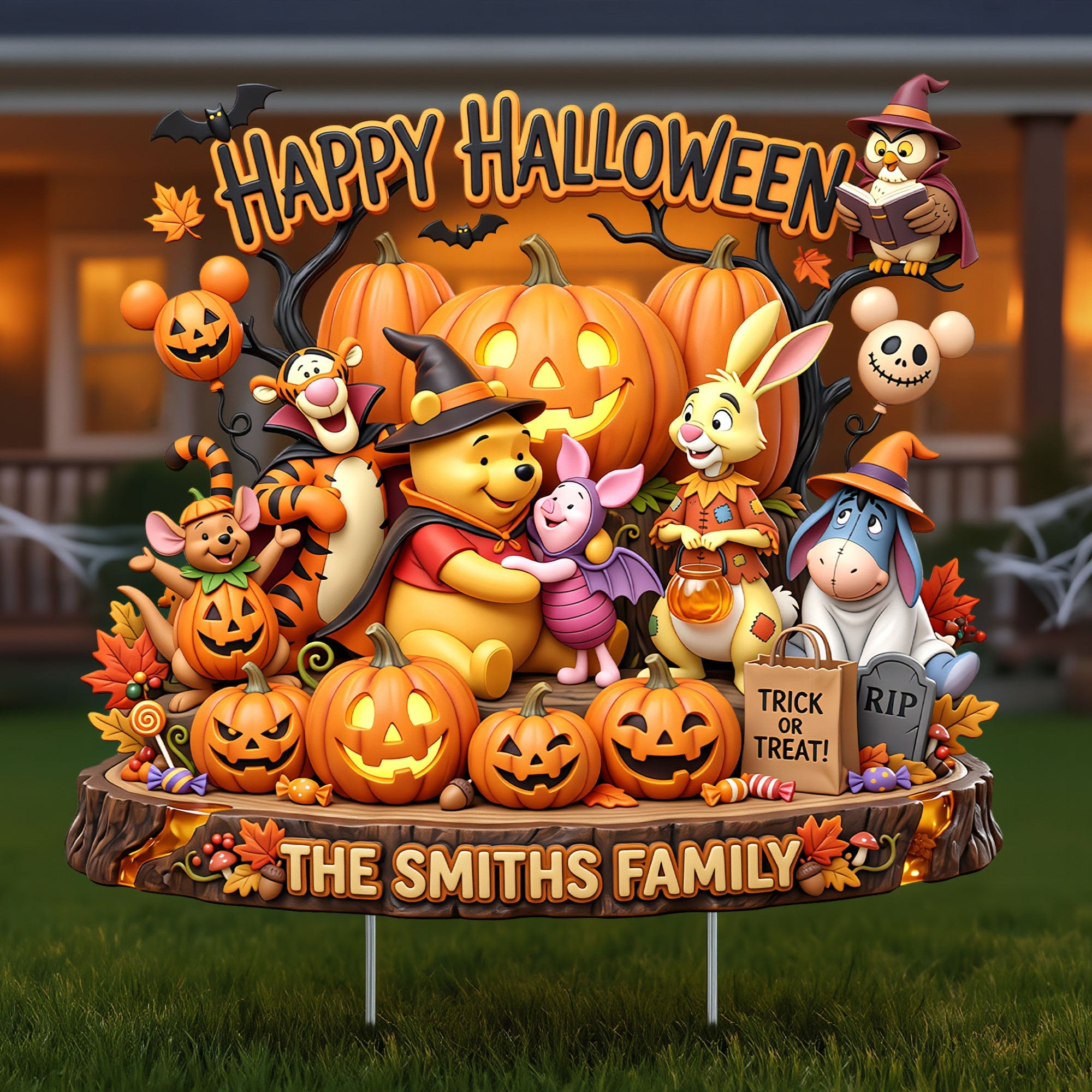 Personalized Winnie The Pooh Loved And Hauntingly Together Yard Sign Halloween Gifts Ideas - Kdjoy