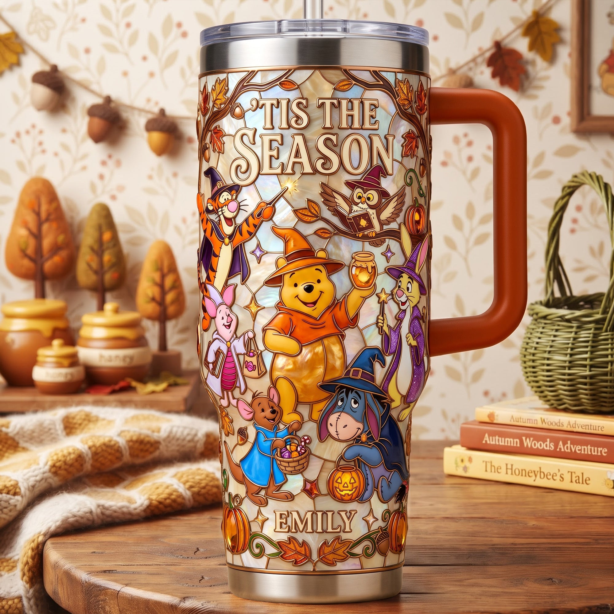 Personalized Winnie The Pooh Tis The Season Colorful 40oz Tumbler Autumn Gift For BFF - Kdjoy Personalized Winnie The Pooh Tis The Season Colorful 40oz Tumbler Autumn Gift For BFF - Kdjoy