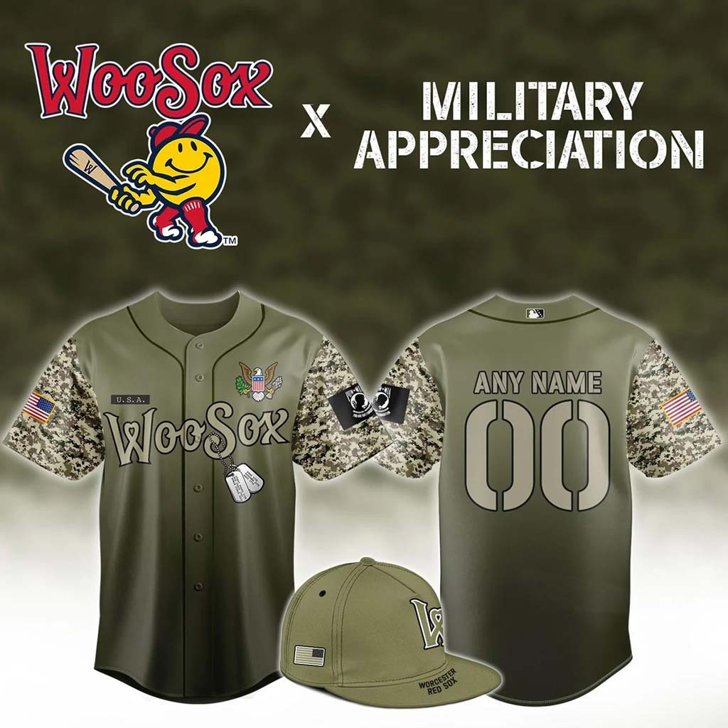 Personalized WooSox Military Appreciation Jersey 2026 Worcester Red Sox Merch Baseball Fan Gift - Kdjoy