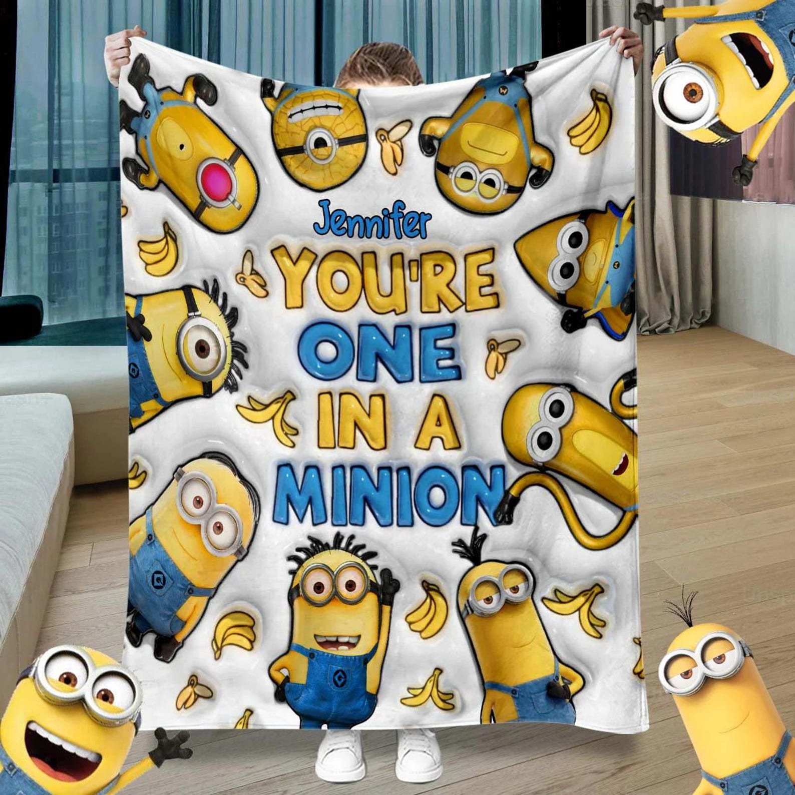 Personalized You're One In A Minion Blanket Funny Yellow Character Cartoon Throw Gifts Ideas - Kdjoy Personalized You're One In A Minion Blanket Funny Yellow Character Cartoon Throw Gifts Ideas - Kdjoy