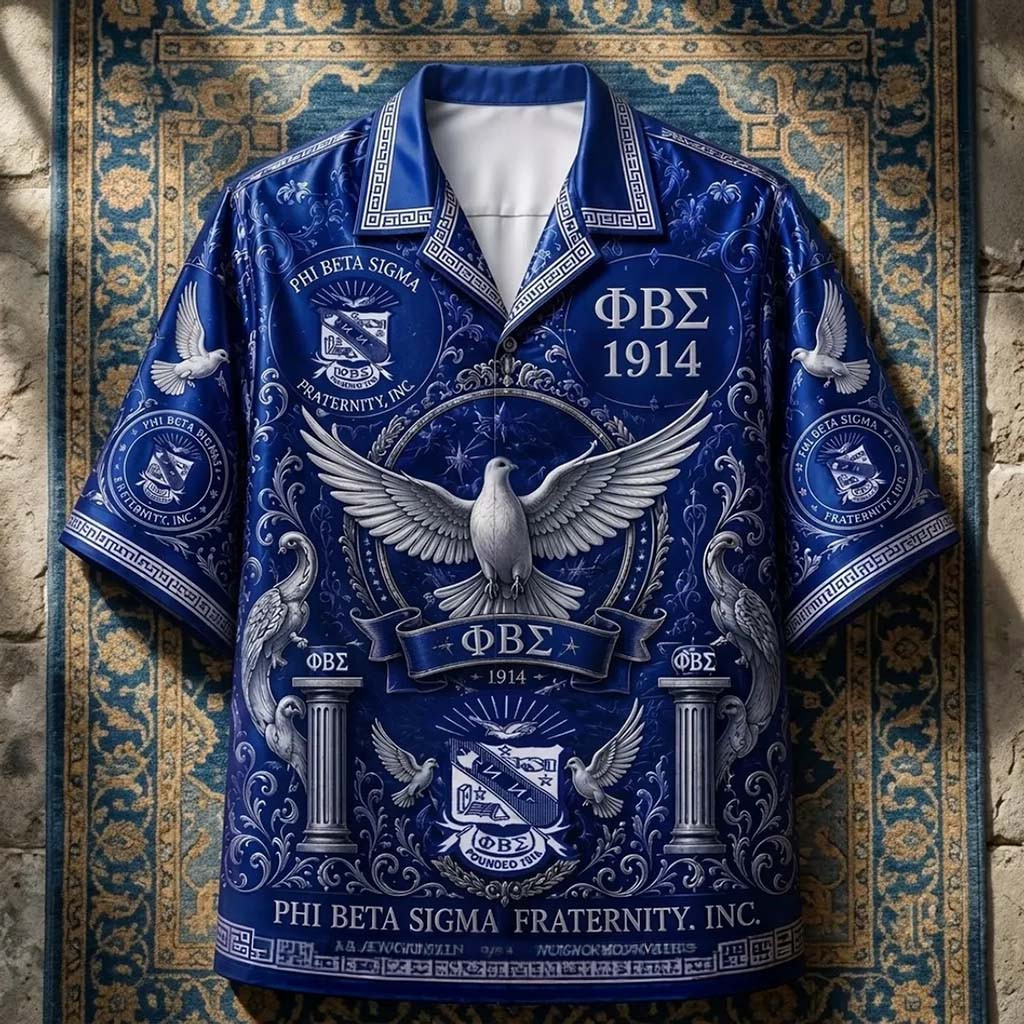 Phi Beta Sigma Fraternity Blue Hawaiian Shirt PBS Merch Best Gift For Father In Law - Kdjoy