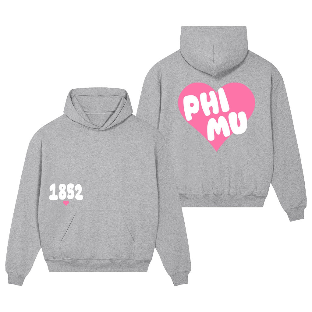 Phi Mu Merch 2026 Phi Mu 1852 Heart Hoodie Best Birthday Gift For Sisters - Kdjoy