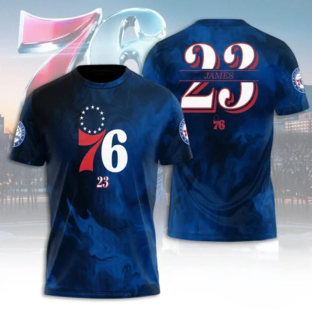 Philadelphia 76ers James Era #23 T-Shirt 76ers Merch Presents For Basketball Fans - Kdjoy