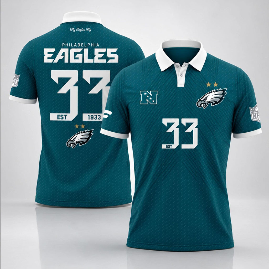 Philadelphia Eagles 1933 Founding Year Polo Shirt #33 Eagles Merch Football Fan Gift Ideas - Kdjoy