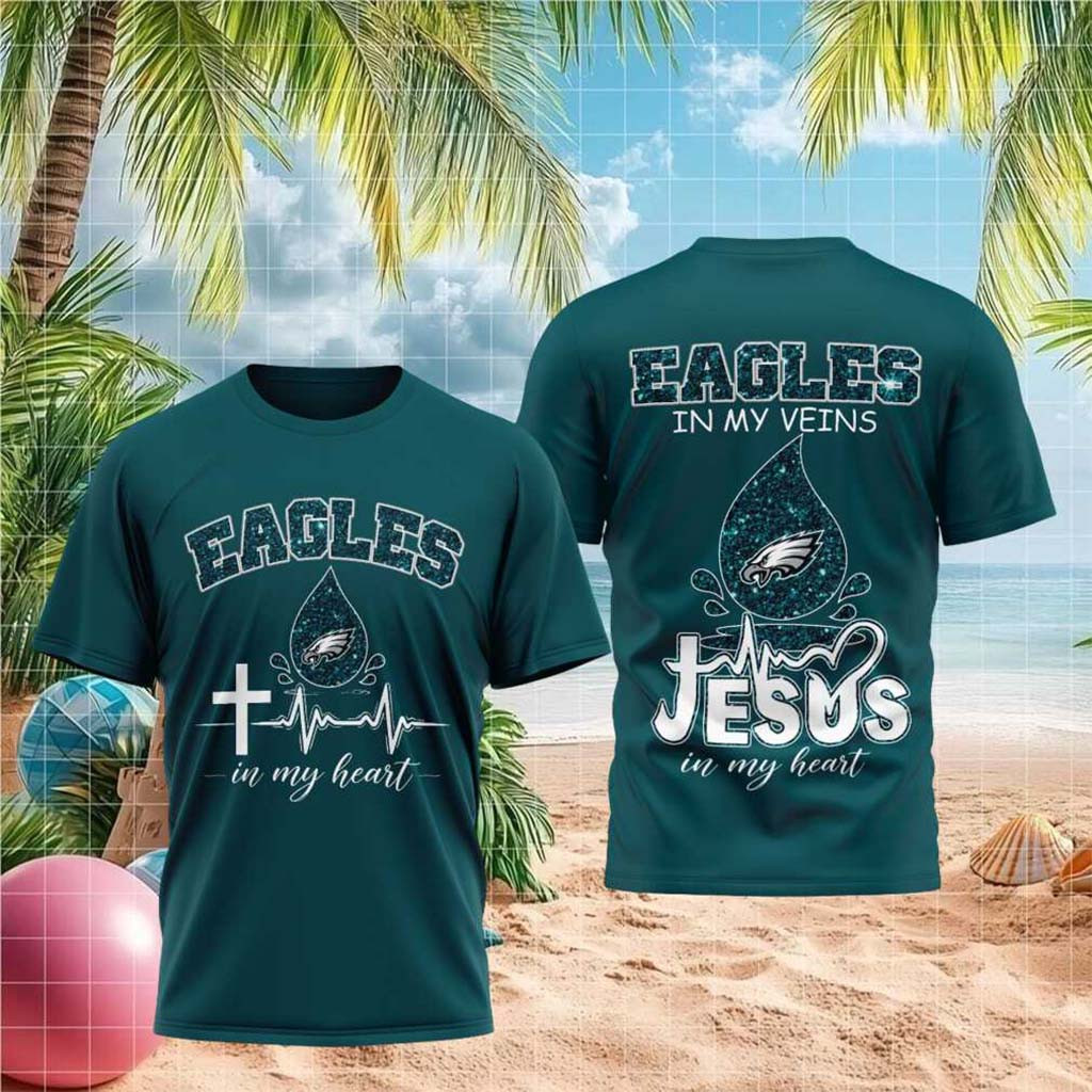 Philadelphia Eagles Cross Jesus Heartbeat Faith Shirt Philadelphia Eagles Merch Fan Gifts - Kdjoy