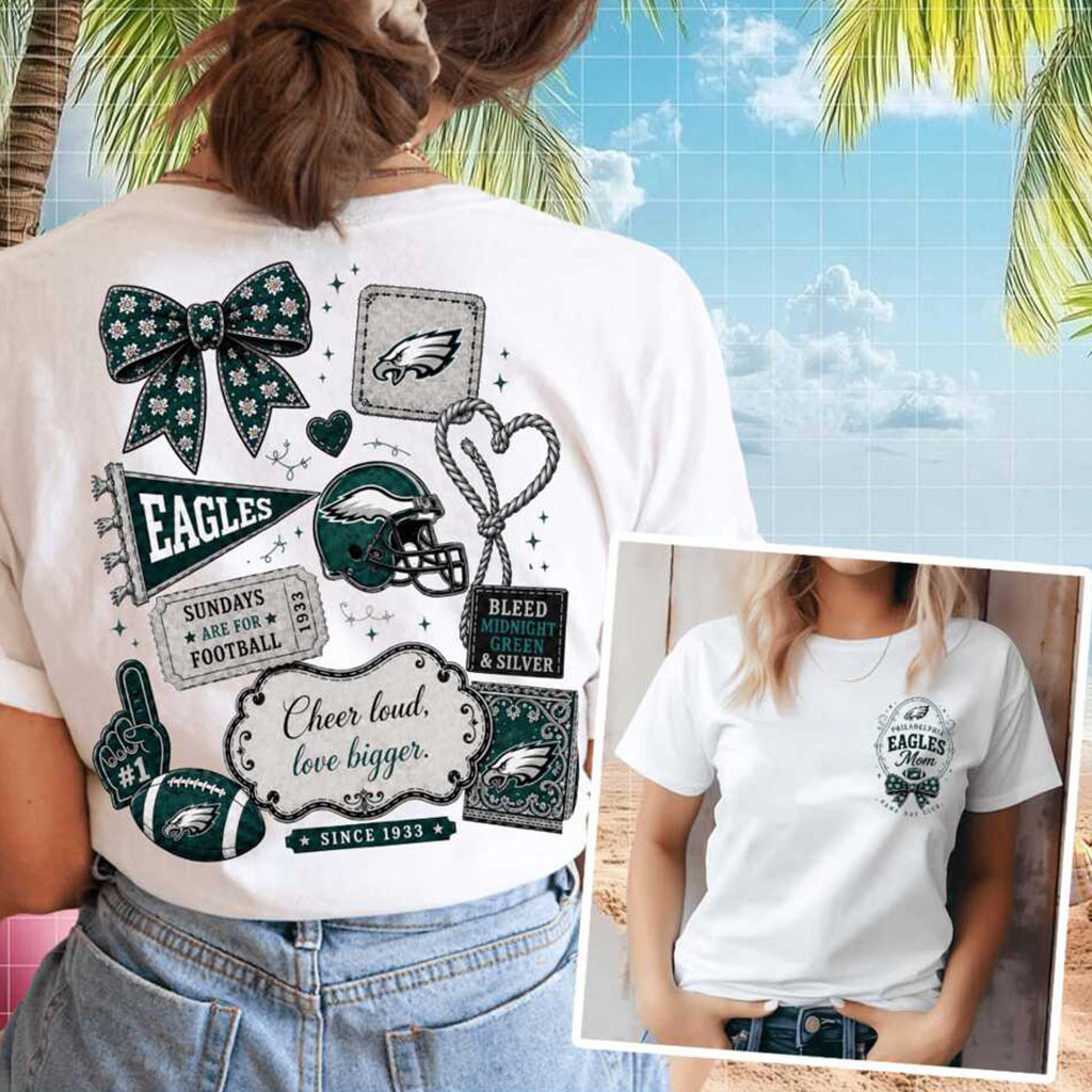 Philadelphia Eagles Football Mom Game Day Bow Shirt Eagles Merch Gift For Football Lovers - Kdjoy Philadelphia Eagles Football Mom Game Day Bow Shirt Eagles Merch Gift For Football Lovers - Kdjoy