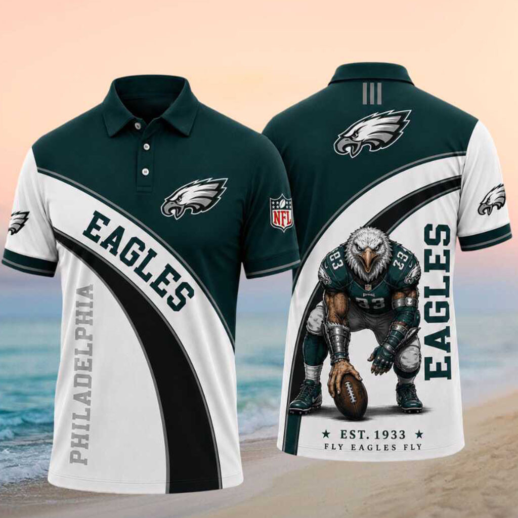 Philadelphia Eagles Football Player Mascot Fly Eagles Fly Polo Shirt Eagles Merch Fan Gifts - Kdjoy